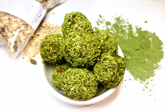 Granola Energy Balls with Matcha & Cocoa by Mitzy Tan