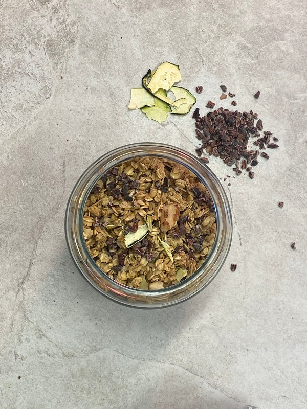 courgette cacoa nib granola husk and honey london