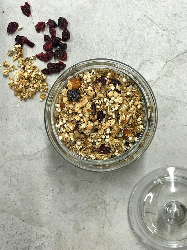 cranberry poppy seed granola husk and honey london