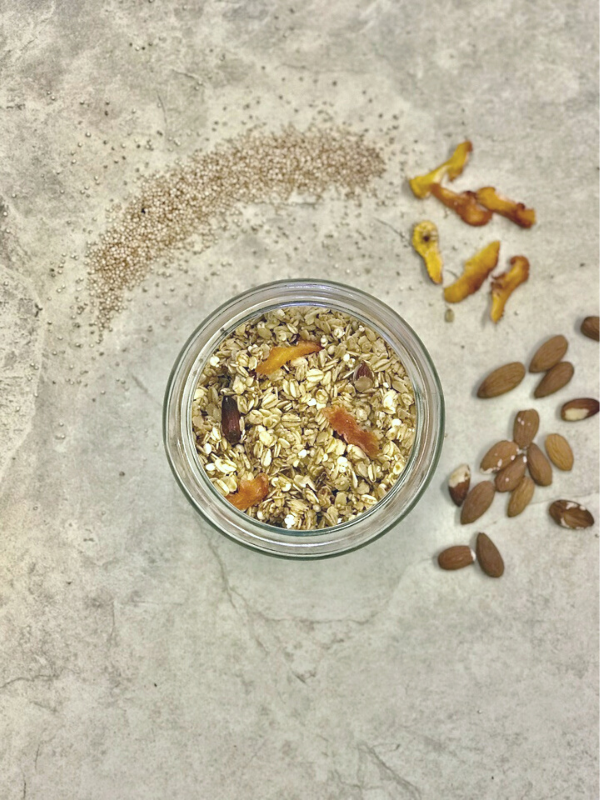 apricot almond and greek nectarine granola husk and honey london