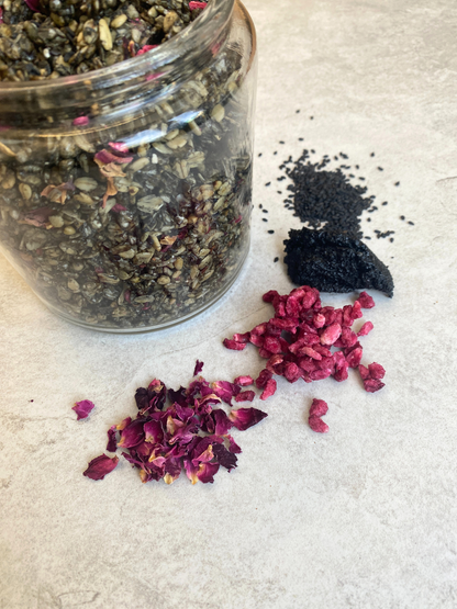 Organic Black Tahini, Rose & Pomegranate Granola