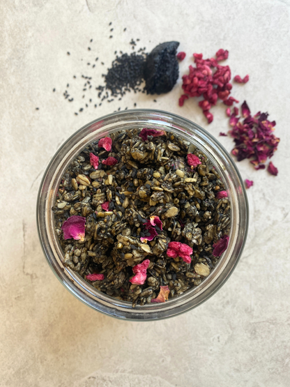 Organic Black Tahini, Rose & Pomegranate Granola