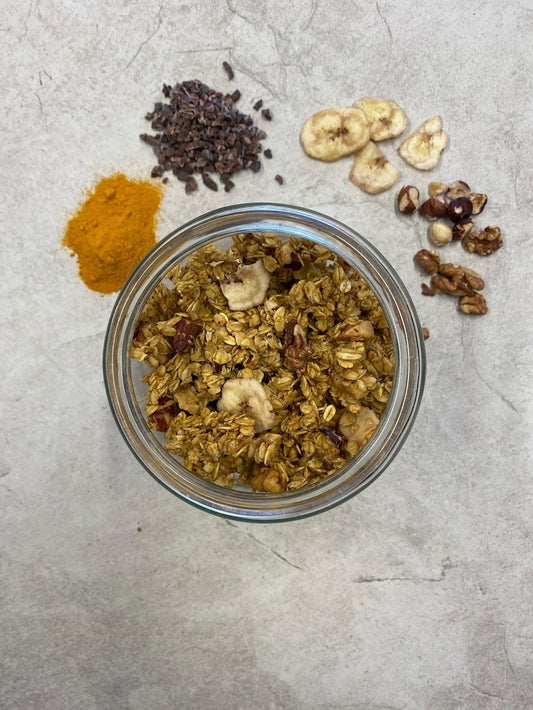 banana tumeric mixed nuts granola husk and honey london