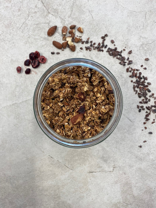 chocolate cherry granola husk and honey
