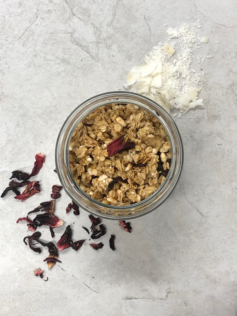 coconut and hibiscus granola husk and honey london
